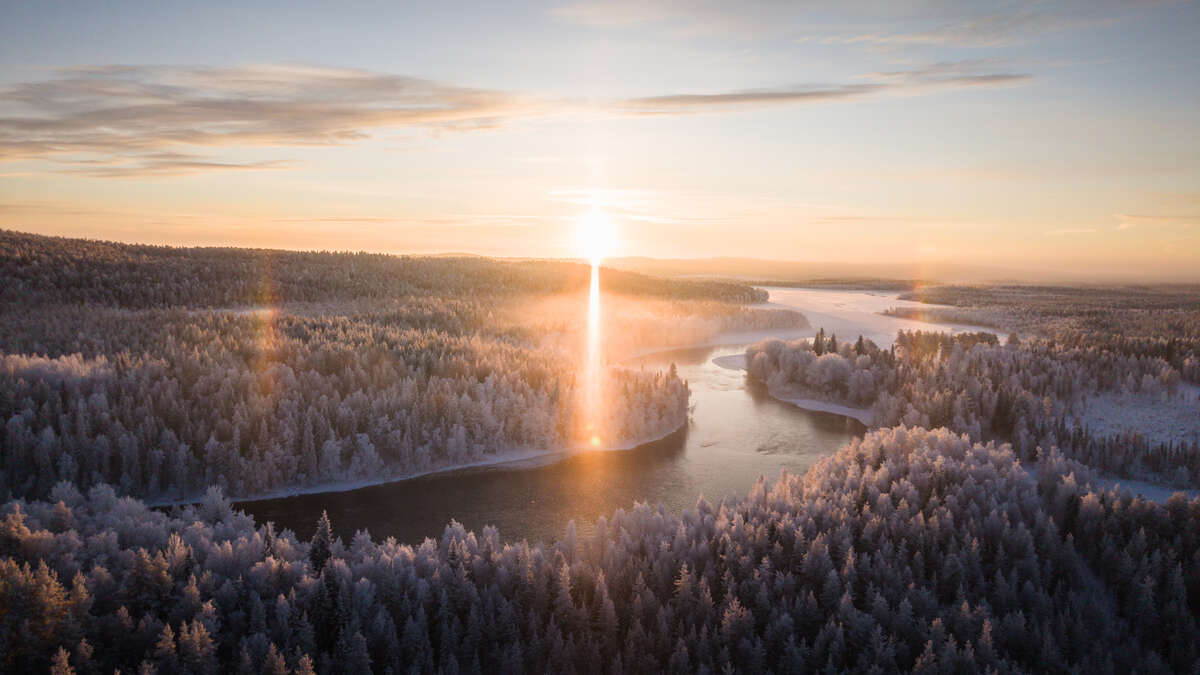 Les environs des Halo Igloos sous le soleil couchant