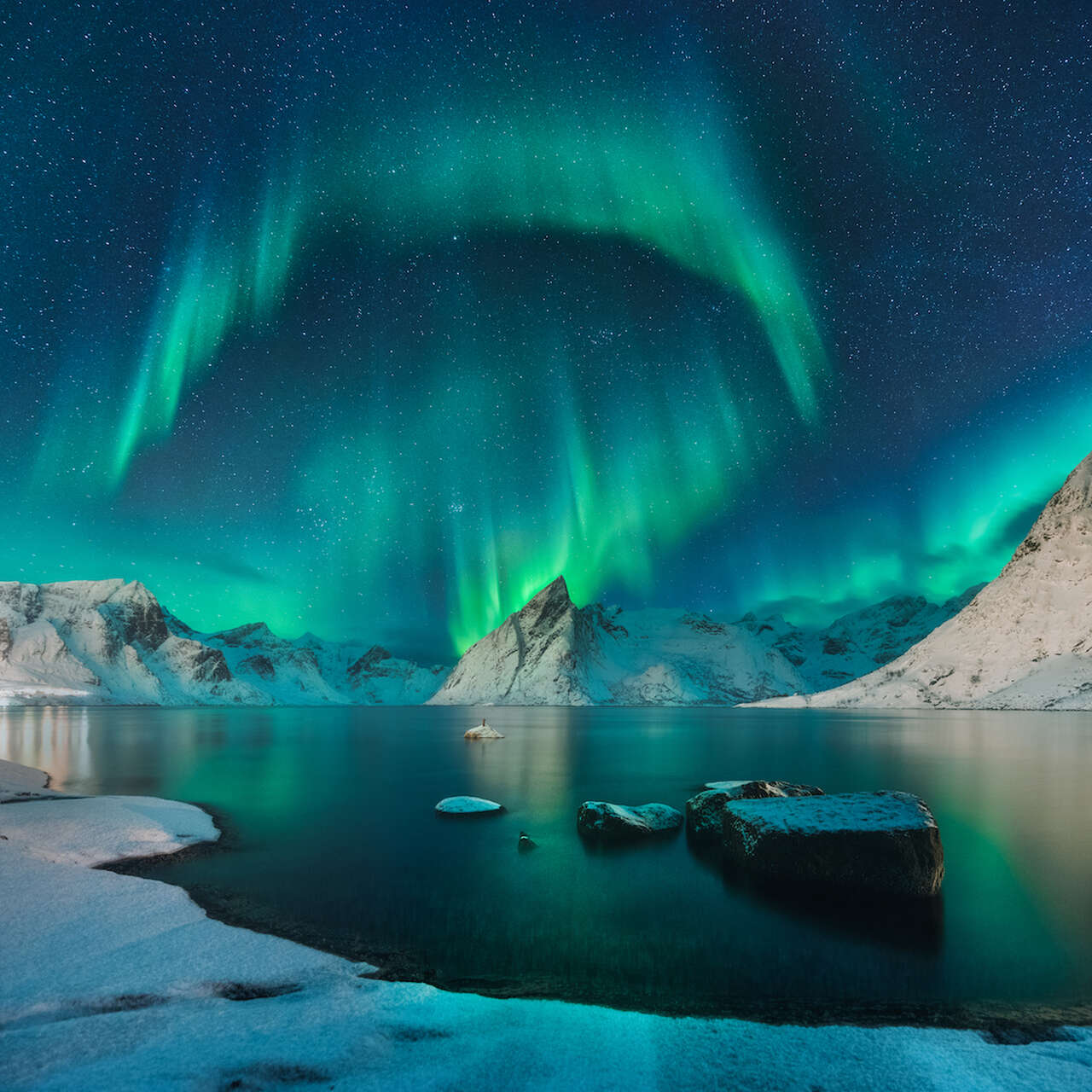 Aurores boréales dans les Lofoten