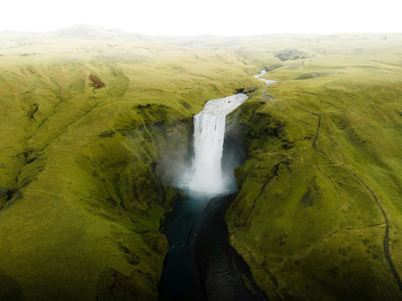 Chutes de Skogafoss vues du ciel
