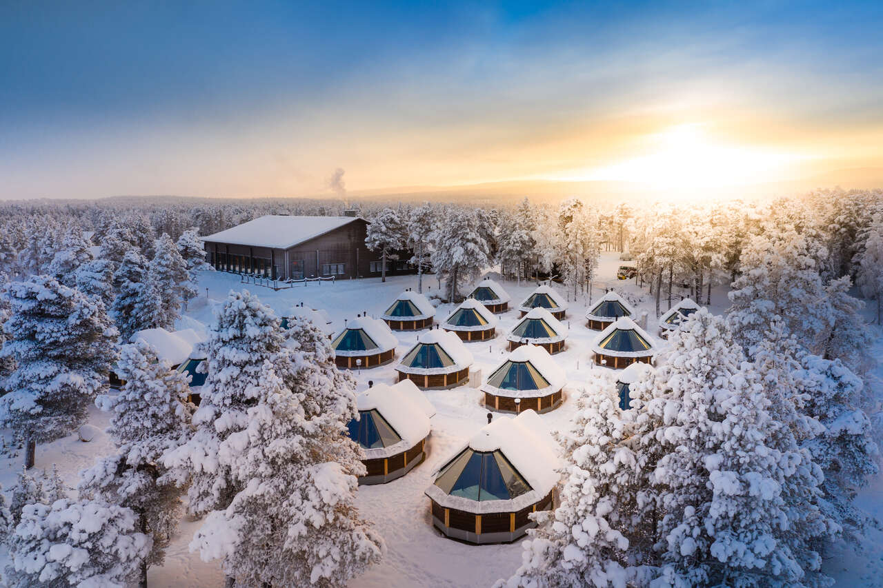 Le Wilderness Hotel d'Inari vu du ciel